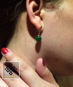 Trang Sức Bông Tai Ngọc Bích Hạt Tròn (BT001) - 1