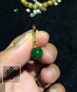 Trang Sức Bông Tai Ngọc Bích Hạt Tròn (BT001) - 3