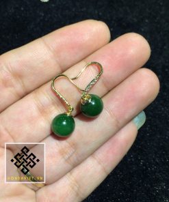 Trang Sức Bông Tai Ngọc Bích Hạt Tròn (BT001) - 4