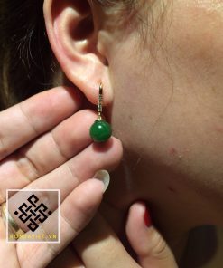 Trang Sức Bông Tai Ngọc Bích Hạt Tròn (BT001) - 5