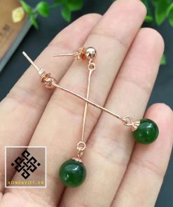 Trang Sức Bông Tai Ngọc Bích Hạt Tròn (BT001) 14 Bông Tai Ngọc Bích Hạt Tròn - 3