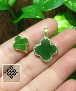 Bộ Trang Sức Cỏ 4 Lá May Mắn Ngọc Bích (TS001) - 2