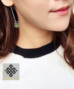 Bông Tai Ngọc Bích Hạt Tròn Khung Vuông - 6