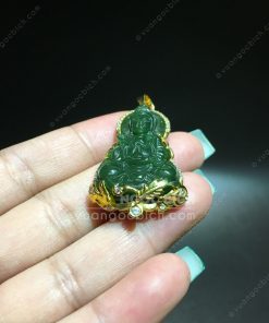 Mặt Dây Chuyền Phật Bà Quan Âm Ngọc Bích Bọc Vàng (MD023)