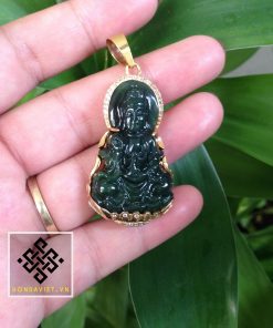 Mặt Dây Chuyền Phật Bà Quan Âm Ngọc Bích Bọc Vàng (MD023) 23 Mặt Dây Chuyền Phật Bà Quan Âm Ngọc Bích (MD023) - 1