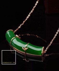Mặt Dây Chuyền Đốt Trúc Ngọc Bích Bọc Vàng (MD009) - 1