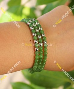 Chuỗi Hạt Vòng Ngọc Bích Nephrite Jade 6mm mix charm Bạc (VT009) 18 Chuỗi Hạt Vòng Ngọc Bích Nephrite Jade 6mm mix charm Bạc (VT009)