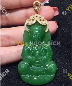 Mặt Dây Phật Quán Thế Âm Bồ Tát Ngọc Bích Nephrite Jade (MD031)