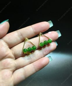 Bông Tai Ngọc Bích (BT014) 14 Bông Tai Ngọc Bích Nephrite Jade (BT014)