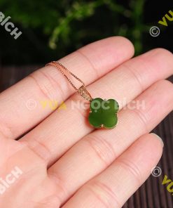Mặt Dây Cỏ Bốn Lá Ngọc Bích Nephrite Jade (MD028)