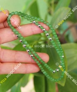Chuỗi Hạt Vòng Ngọc Bích Nephrite Jade 6mm mix charm Bạc (VT009)