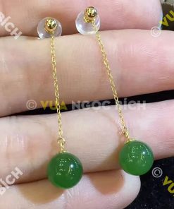 Bông Tai Ngọc Bích Nephrite Jade (BT039)