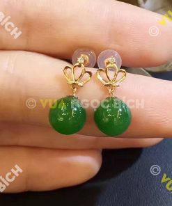 Bông Tai Ngọc Bích Nephrite Jade (BT042) 14 Bông Tai Ngọc Bích Nephrite Jade (BT042)