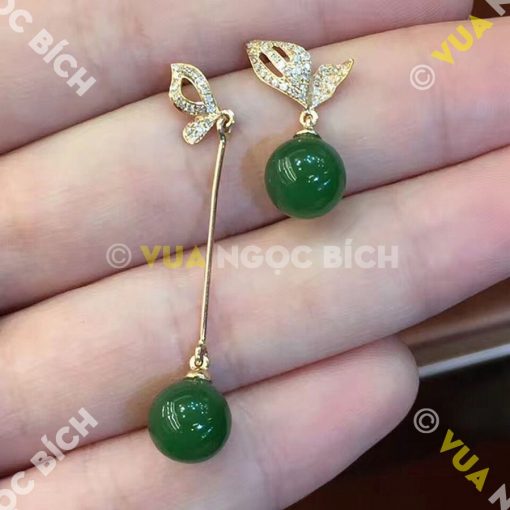 Bông Tai Ngọc Bích Nephrite Jade (BT045)