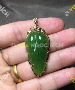 Mặt Dây Hình Lá Ngọc Bích Nephrite Jade (MD069)