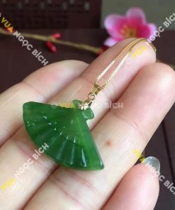 Mặt dây Hình Quạt Ngọc Bích Nephrite Jade (MD083)