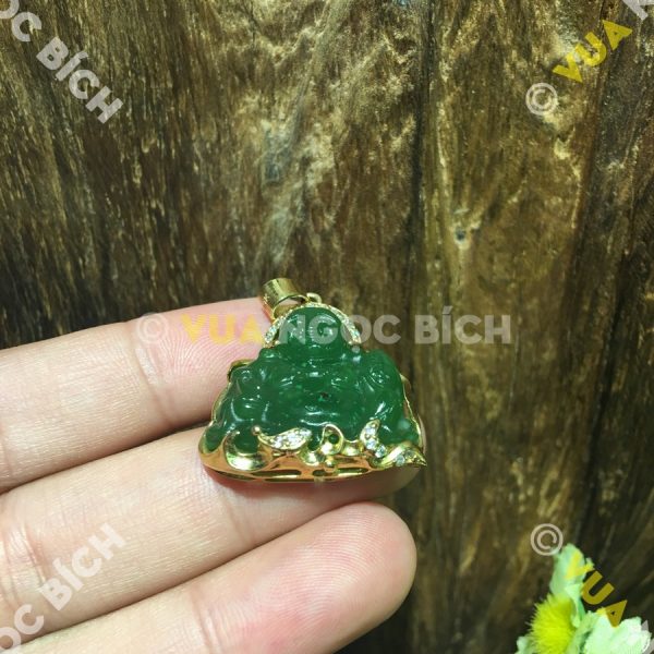 Mặt Dây Phật Di Lạc Ngọc Bích Nephrite Jade Bọc Vàng (MD099)