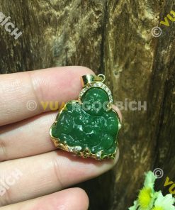 Mặt Dây Phật Di Lạc Ngọc Bích Nephrite Jade Bọc Vàng (MD099)