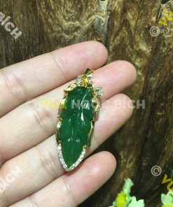 Mặt Dây Chiếc Lá Ngọc Bích Nephrite Jade Bọc Vàng (MD101) 13 Mặt Dây Chiếc Lá Ngọc Bích Nephrite Jade Bọc Vàng (MD101)