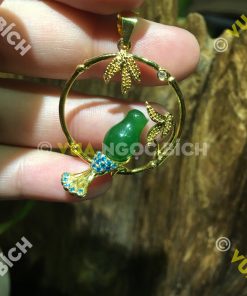 Mặt Dây Chim Ngọc Bích Nephrite Jade Bọc Vàng (MD100)