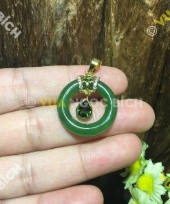 Mặt Dây Ngọc Bích Nephrite Jade Mix Mặt Đá Tourmaline (MD105)