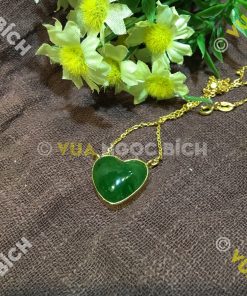 Trái Tim Ngọc Bích Nephrite Jade Bọc Vàng (MD104)