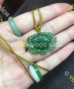 Mặt Dây Hoa Sen Ngọc Bích Nephrite Jade (MD110) 14 Mặt Dây Hoa Sen Ngọc Bích Nephrite Jade (MD110)