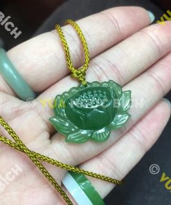 Mặt Dây Hoa Sen Ngọc Bích Nephrite Jade (MD110)