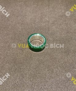 Nhẫn Càn Long Ngọc Bích Nephrite Jade Bọc Bạc Lòng Nhẫn (NN044)