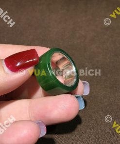 Nhẫn Càn Long Ngọc Bích Nephrite Jade Bọc Bạc Lòng Nhẫn (NN044)