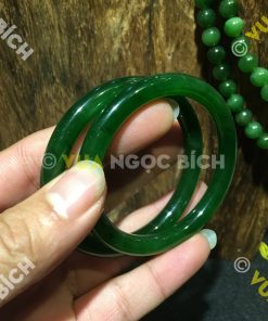 Vòng Tay Ngọc Bích Nephrite Jade Bản Liền (VT036)