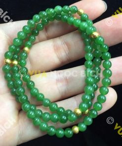 Vòng Tay Ngọc Bích Nephrite Jade 6mm mix Charm Vàng (VT025)