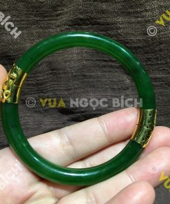 Vòng Tay Ngọc Bích Nephrite Jade Bản Liền Bọc Vàng (VT034) 26 Vòng Tay Ngọc Bích Nephrite Jade Bản Liền Bọc Vàng (VT034)
