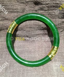 Vòng Tay Ngọc Bích Nephrite Jade Bản Liền Bọc Vàng (VT034) 25 Vòng Tay Ngọc Bích Nephrite Jade Bản Liền Bọc Vàng (VT034)