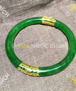 Vòng Tay Ngọc Bích Nephrite Jade Bản Liền Bọc Vàng (VT034) 24 Vòng Tay Ngọc Bích Nephrite Jade Bản Liền Bọc Vàng (VT034)
