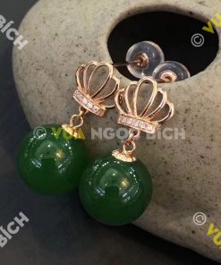 Bông Tai Ngọc Bích Nephrite Jade (BT092)