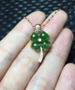 Mặt Dây Cỏ Bốn Lá Ngọc Bích Nephrite Jade (MD165)