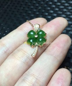 Mặt Dây Cỏ Bốn Lá Ngọc Bích Nephrite Jade (MD165)