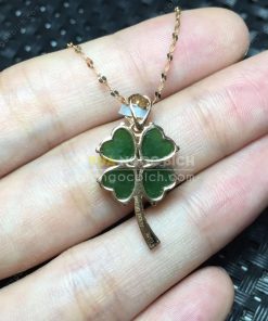 Mặt Dây Cỏ Bốn Lá Ngọc Bích Nephrite Jade (MD165)
