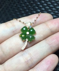 Mặt Dây Cỏ Bốn Lá Ngọc Bích Nephrite Jade (MD165)