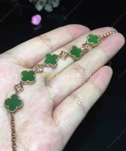 Vòng Tay Cỏ Bốn Lá Ngọc Bích Nephrite Jade (VT066)