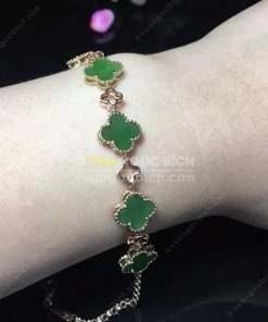Vòng Tay Cỏ Bốn Lá Ngọc Bích Nephrite Jade (VT066)