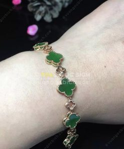 Vòng Tay Cỏ Bốn Lá Ngọc Bích Nephrite Jade (VT066)