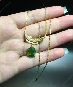 Dây Chuyền Lông Vũ Ngọc Bích Nephrite Jade (MD175)