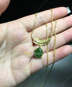 Dây Chuyền Lông Vũ Ngọc Bích Nephrite Jade (MD175)