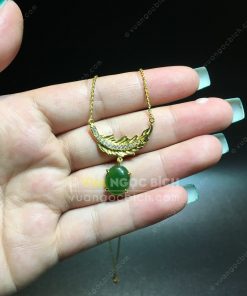 Dây Chuyền Lông Vũ Ngọc Bích Nephrite Jade (MD175)