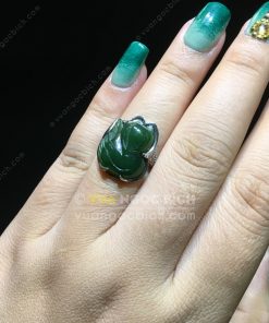 Nhẫn Bạc Hồ Ly Ngọc Bích Nephrite Jade (NN069)