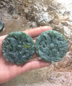 Mặt Dây Long Phụng Sum Vầy Ngọc Bích Nephrite Jade (VNB-MD059-2) 2