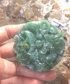 Mặt Dây Long Phụng Sum Vầy Ngọc Bích Nephrite Jade (VNB-MD059-2) 3