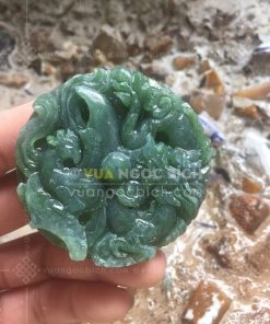 Mặt Dây Long Phụng Sum Vầy Ngọc Bích Nephrite Jade (VNB-MD059-2) 5